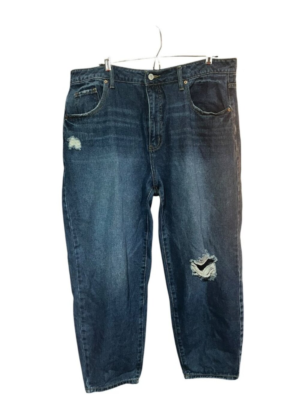Time and True High Rise Distressed Medium Wash Jeans With Holes Sz 18